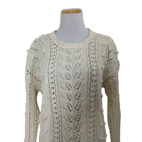 Vtg Chaus Longline Cable Knit Hobnail Sweater Womens M Ramie Cotton Cottage - Picture 4 of 17